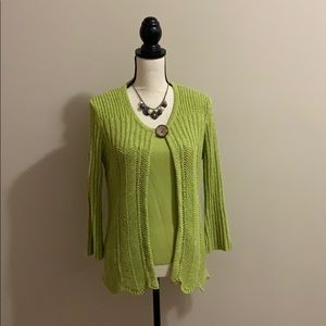 2 pc lime green Sweater set large button closure
